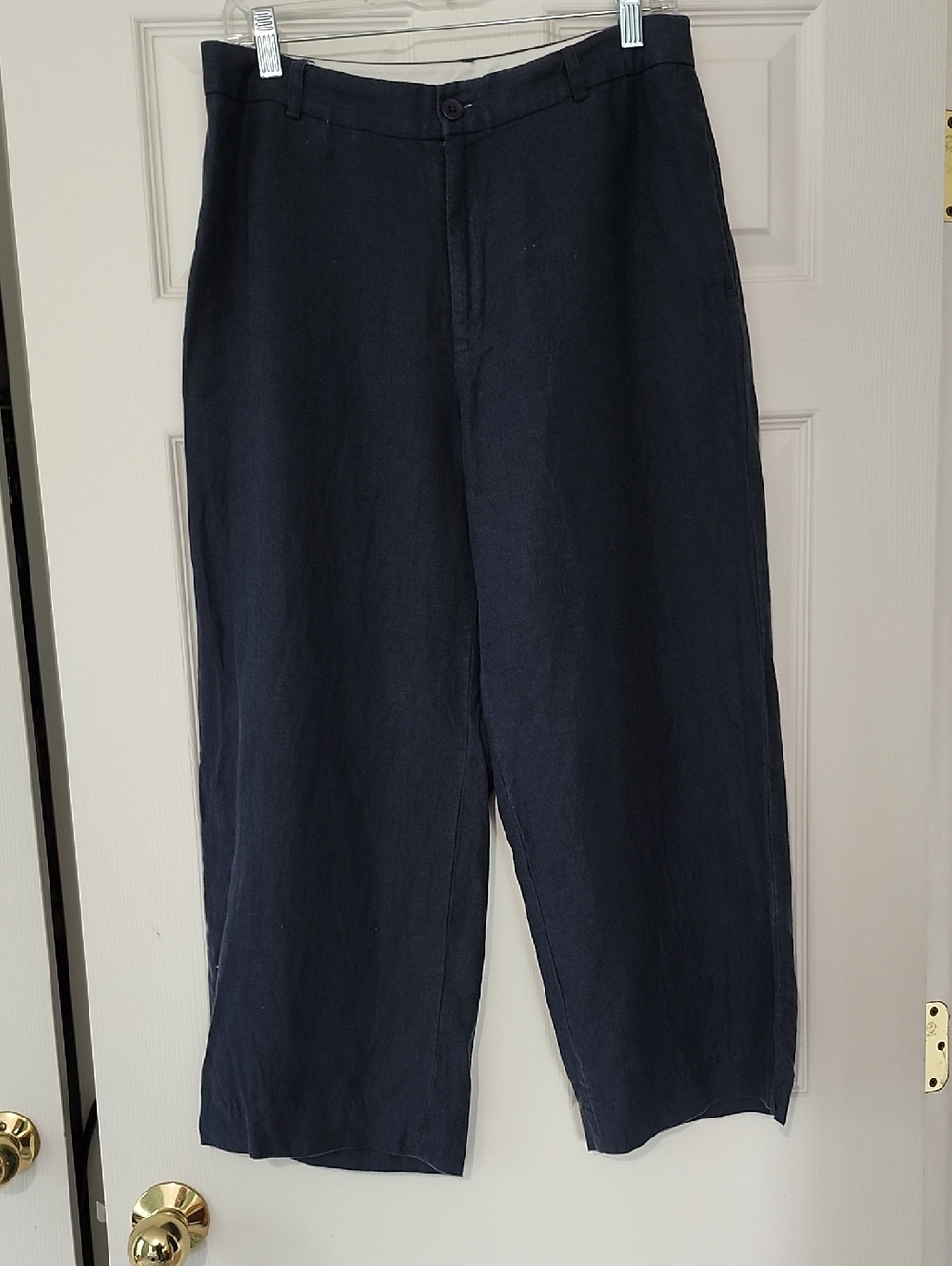 Vintage Gap Linen Wide Leg Crop Trouser Pant Size 10 In Navy